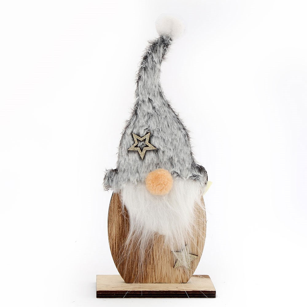 Grey Santa Gonk Decoration on Stand