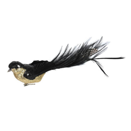 Glitter & Sequin Bird - Black & Gold