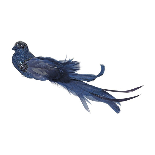 Navy Blue Glitter Bird With Clip