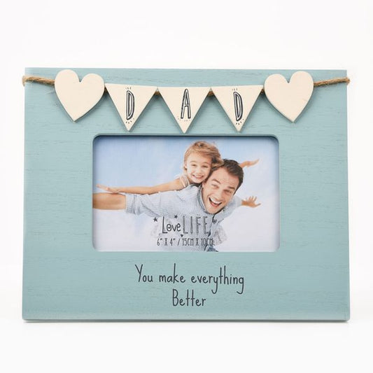 Dad Photo Frame with Heart Bunting