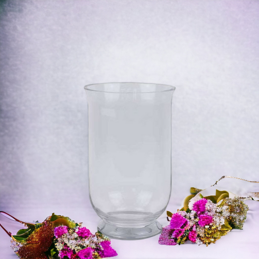 Glass Footed Hurricane Vase H27 cm