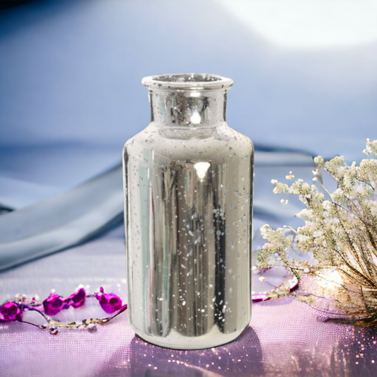 Silver Splatter Effect Funnel Neck Bottle Vase