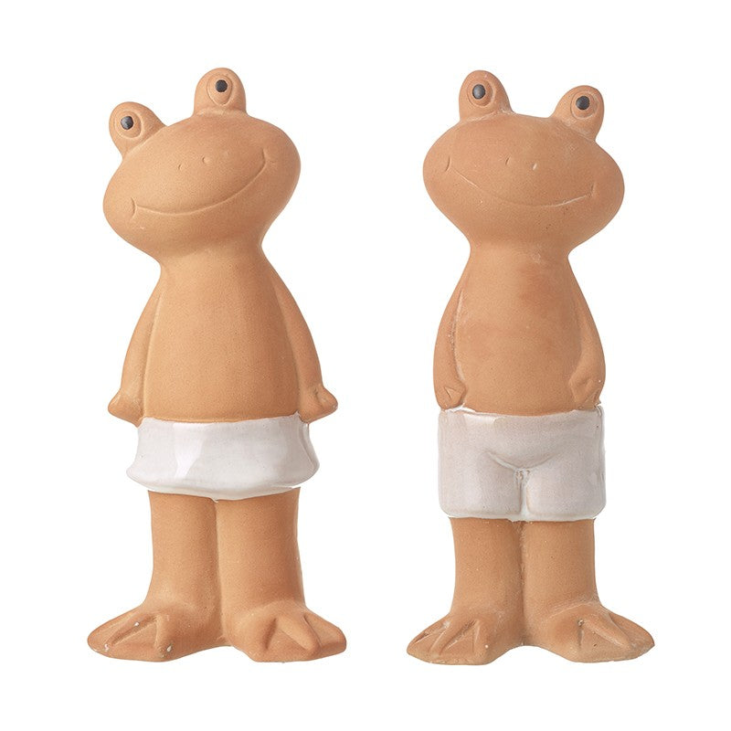 Pair of Terracotta Standing Frog Ornaments 27.5 cm