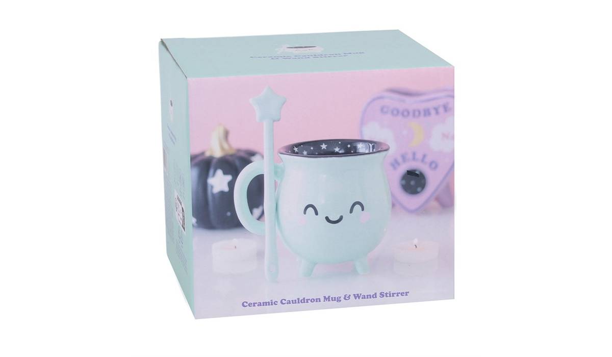 Mint Green Cauldron Mug with Wand Stirrer