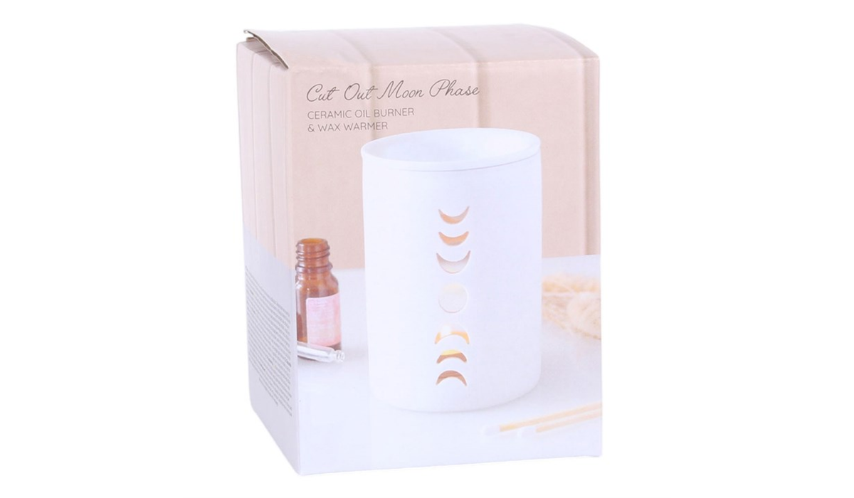 White Moon Phase Cut Out Oil Burner and Wax Warmer