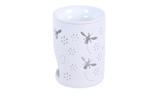 White Bee and Flower Cut Out Oil Burner and Wax Warmer