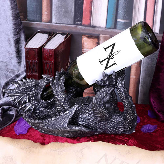 Metallic Silver Dragon Guzzler Wine Bottle Holder