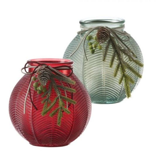 Pyala Rounded Glass Vase, Red