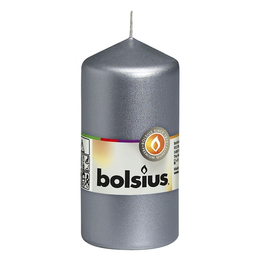 Silver Bolsius Pillar Candle (120 x 58 mm)