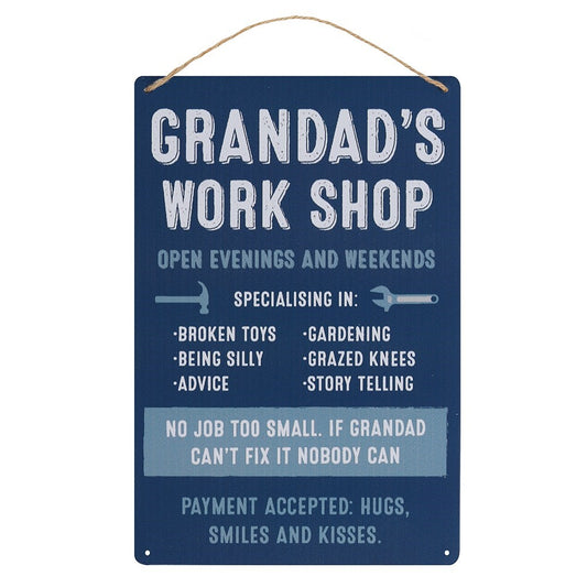 "Grandad's Workshop" Hanging Metal Sign