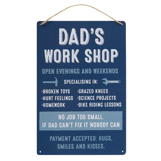 "Dad's Workshop" Hanging Metal Sign