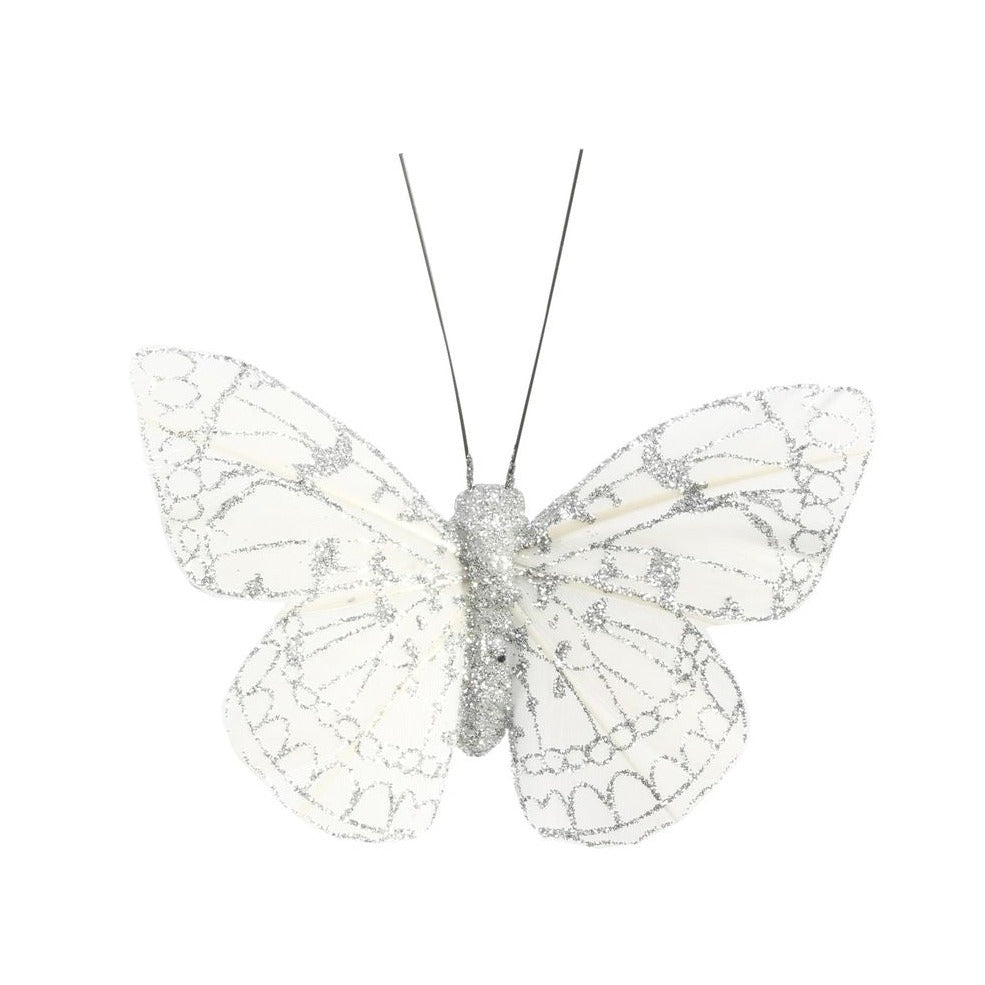 Sterling Feather & Glitter Butterfly 8 cm (Pack of 12)