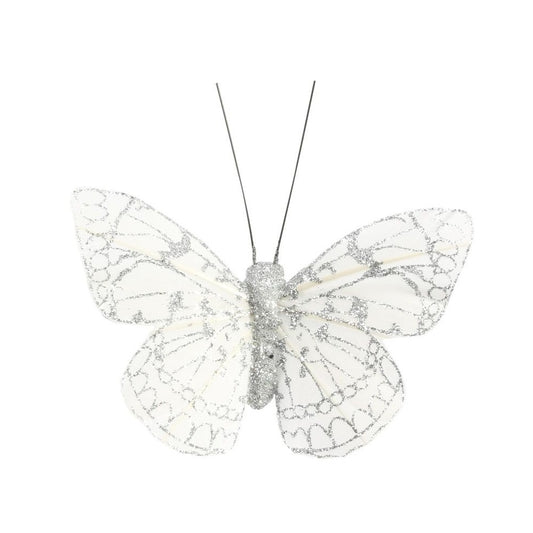 Sterling Feather & Glitter Butterfly 8 cm  (Pack of 12)