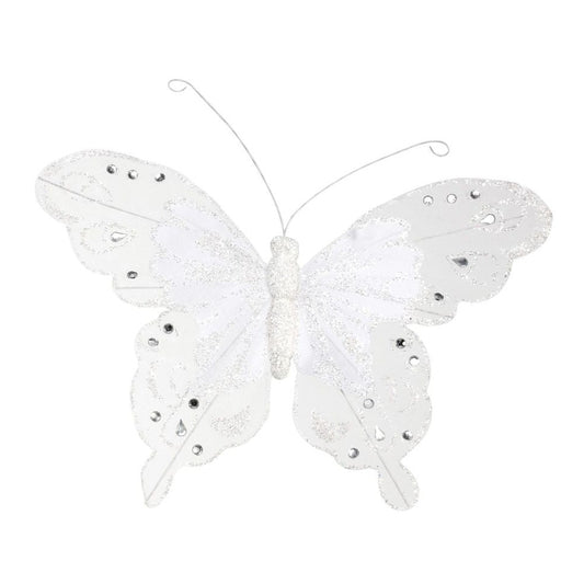 White Glitter Butterfly (Pack of 6)