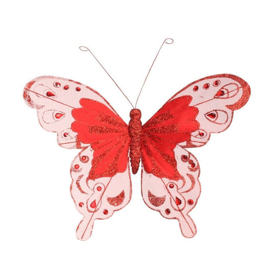 Red Glitter Butterfly (Pack of 6)