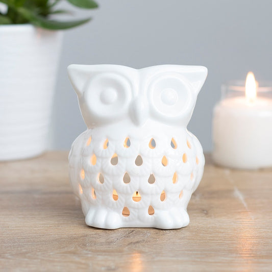 Ceramic White Owl Oil Burner