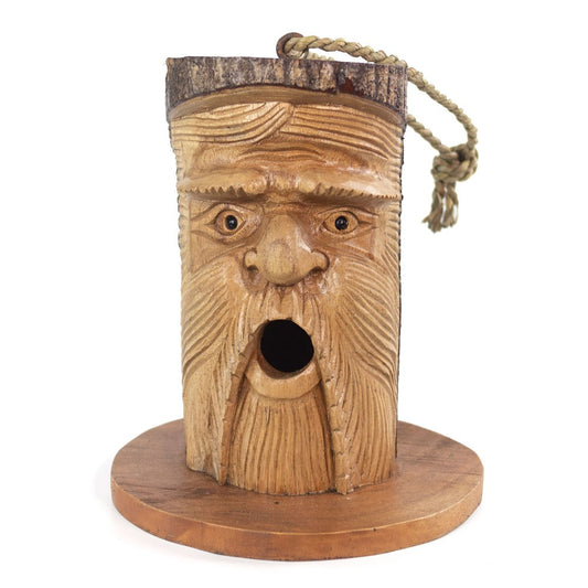 Hand Carved Wooden Green Man Birdhouse