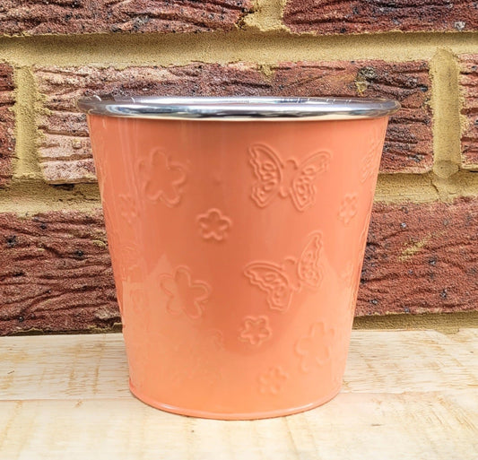 Peachy Orange Zinc Plant Pot