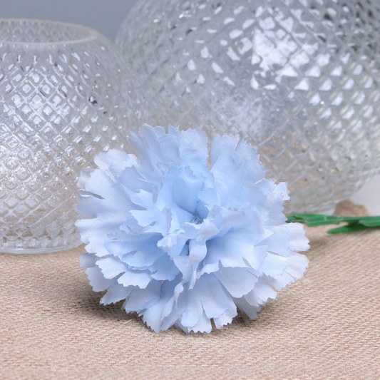 Artificial Baby Blue Silk Carnations Pack of 12