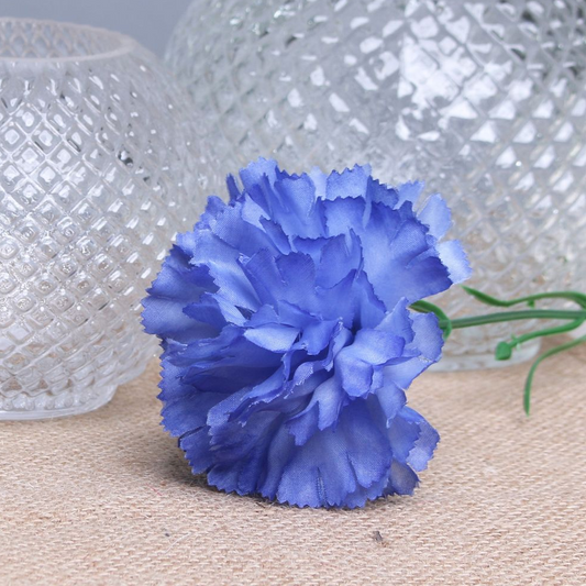Royal Blue Single Silk Carnations Pack of 12 Stems