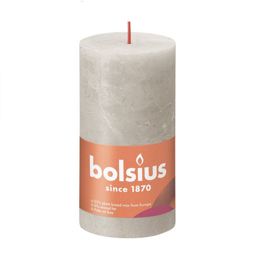 Bolsius Sandy Grey Pillar Candle Unscented