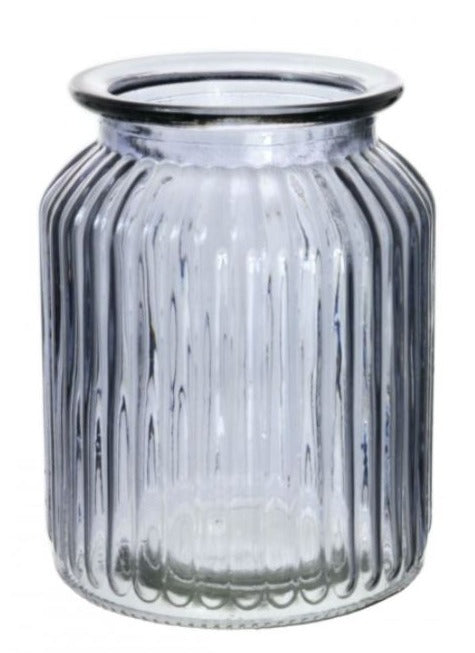Tinted Grey Glass Jar Vase H14 x 10 cm