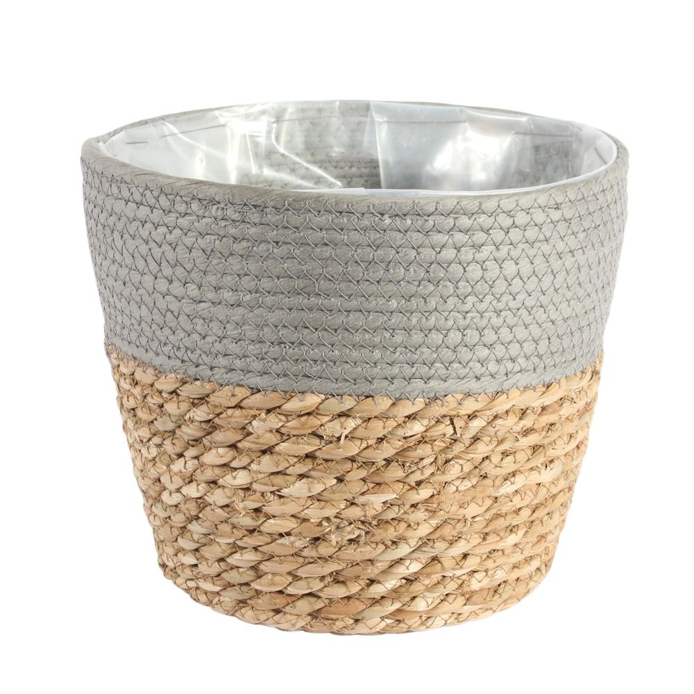 Grey and Natural Two Tone Basket Planter (23 cm)