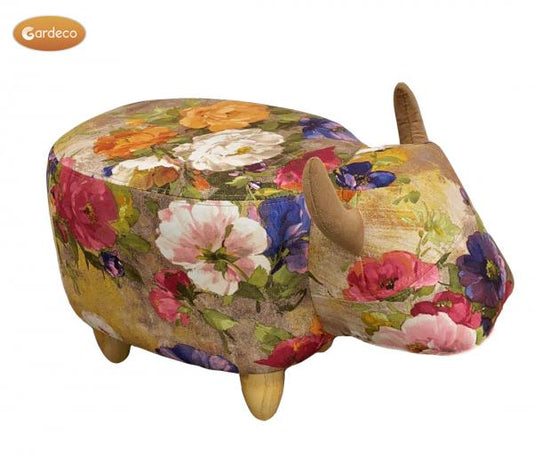 Rosie the Flower Pattern Cow Fabric Footstool (Gardeco)