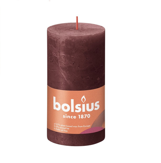 Bolsius Rustic Velvet Red Pillar Candle Unscented