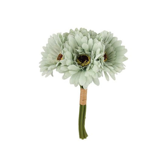 Artificial Gerbera Bundle 6 Stems Bouquet 28cm - Sage Green