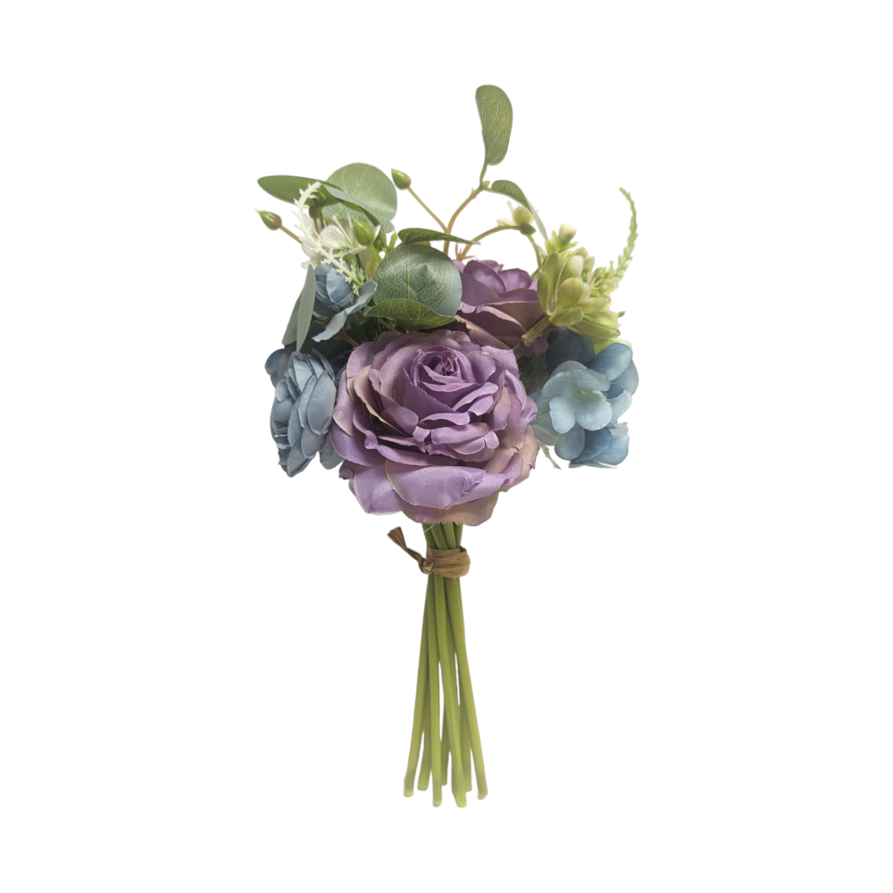 Artificial Mixed Rose Bouquet Purple/Blue