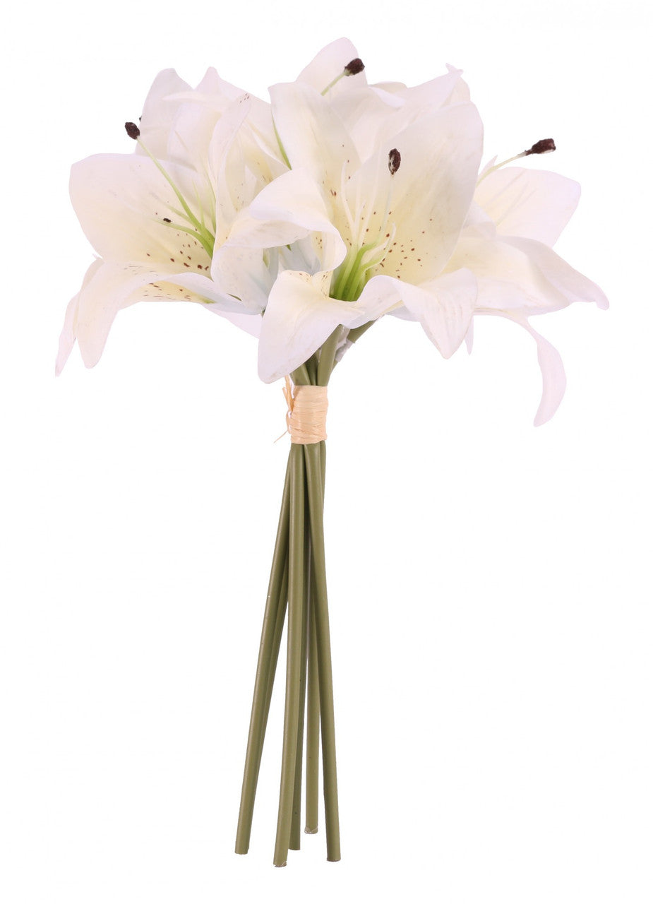 Artificial Silk Lily Bouquet 6 Lily Heads - Cream