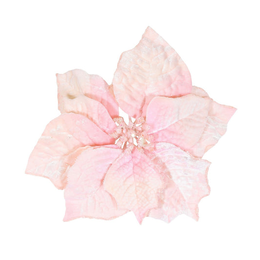 Pink Velvet Poinsettia Flower with Clip