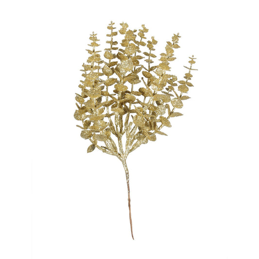 Gold Artificial Glitter Eucalyptus Bush