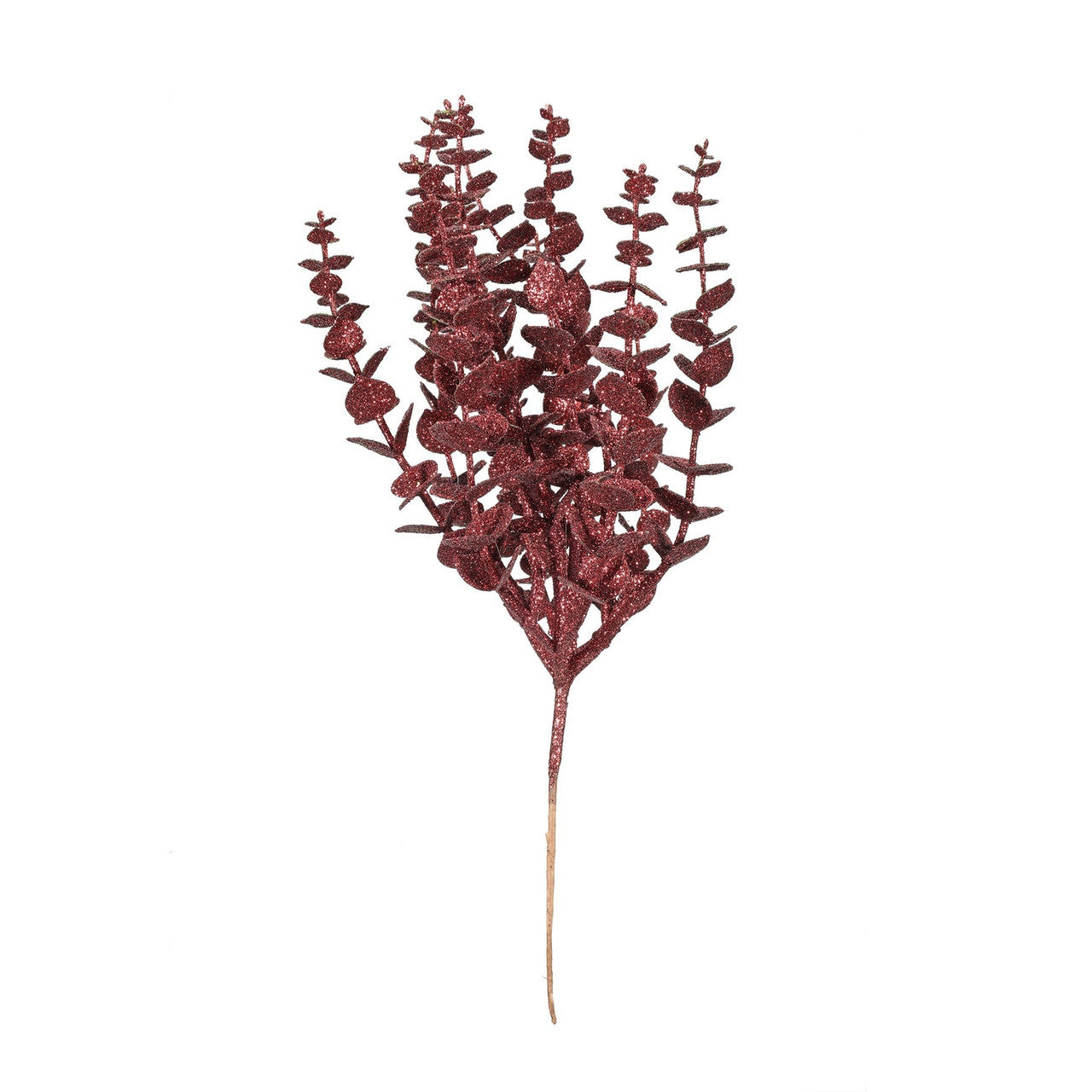 Burgundy Artificial Glitter Eucalyptus Bush
