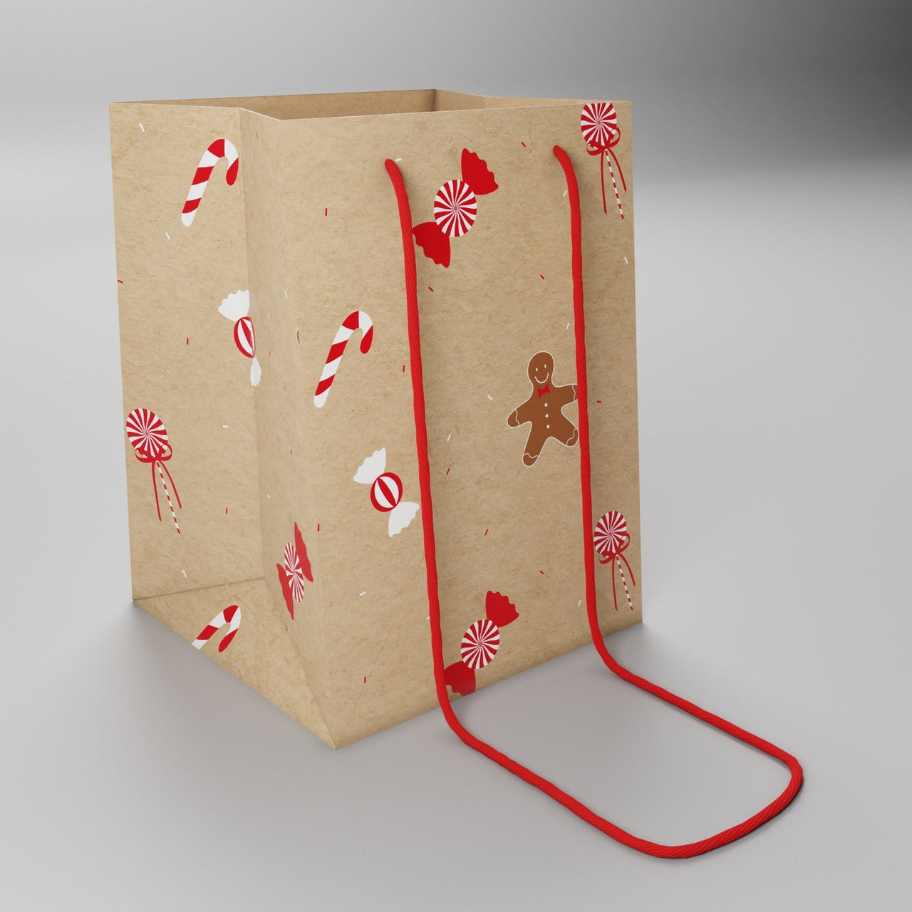 Candy Cane Hand Tie Gift Bag