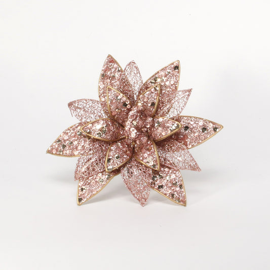 Rose Gold Christmas Flower with Clip