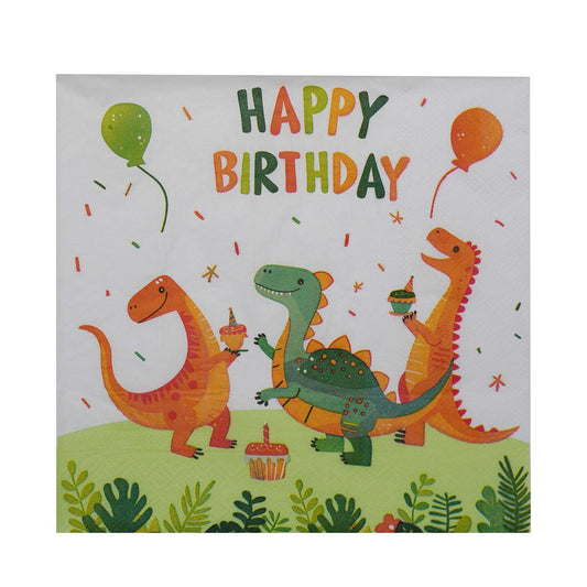 Pack of 20 Dinosaur Birthday Party Paper Napkins