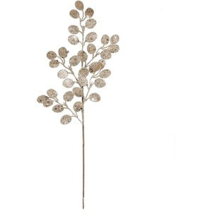 Glitter Eucalyptus Artificial Stem - Champagne