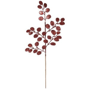 Glitter Eucalyptus Artificial Stem - Burgundy