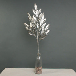 Artificial Metallic Laurel Leaf Spray - Champagne