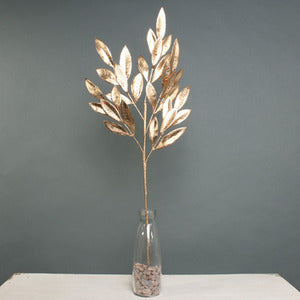 Artificial Metallic Laurel Leaf Spray - Gold