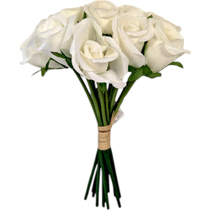 Artificial Ivory Rose Bouquet - 13 Stems