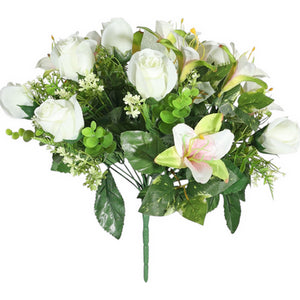 Artificial Cream Mixed Rose Bunch Bouquet 38cm