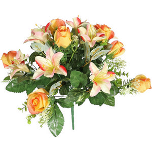 Artificial Orange Mixed Bunch Bouquet 38cm