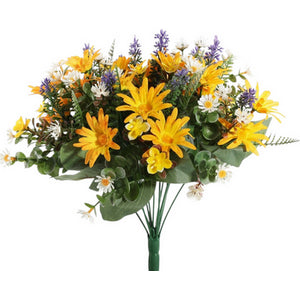 Yellow Wild Daisy Bush With 12 Stems 34cm
