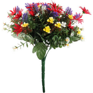 Red Wild Daisy Bush With 12 Stems 34cm