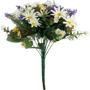Cream Wild Daisy Bush With 12 Stems 34cm
