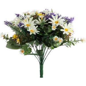 Cream Wild Daisy Bush With 12 Stems 34cm