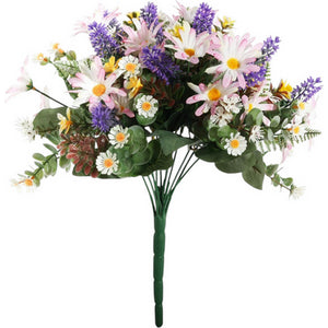 White/Pink Wild Daisy Bush With 12 Stems 34cm